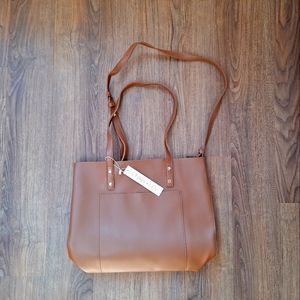 NWT Henny+Lev Brown Vegan Leather 2 in 1 Everyday Tote Bag